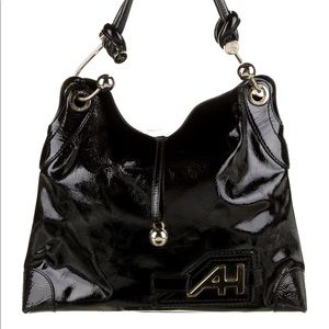 Anya Hindmarch textured patent leather hobo bag